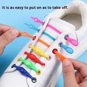 Lacets élastiques en silicone tendance, colorés, 2,5 cm, sans nœuds, pour adultes et enfants, unisexe, polyvalents - Product Image 2