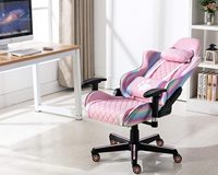 Nouvelle chaise de jeu rose mignonne 2024, chaise de jeu de course pour ordinateur avec appui-tête en forme de chat et coussin lombaire