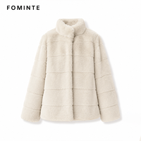Manteau en fausse fourrure pour femme, crème côtelé, chaud et épais, style streetwear de luxe, tendance, en stock, vente en gros