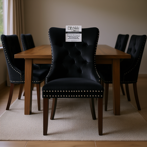 Chaise de salle à manger moderne DB Nikki Collection, revêtement en velours, pieds en bois massif, garniture cloutée - Product Image 2