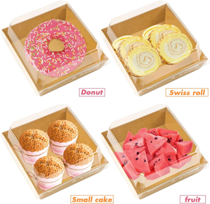 Cajas de cartón para charcutería, cajas cuadradas para postres, pasteles, para panadería, macarrones, donuts, sándwiches con tapas transparentes - Product Image 5