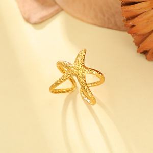 Anillo de Acero Inoxidable Galvanizado con Diseño Exagerado de Conchas Marinas y Estrellas de Mar, Estilo Europeo Americano, para Fiestas y Vacaciones, para Mujer - Product Image 4