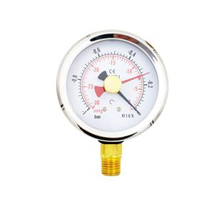 프리미엄 품질 2.5 인치-1Bar -30 인치 더블 니들 오일 충전 압력계 액체 압력 게이지 메모리 바늘 - Product Image 1