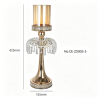 Decoración para el Hogar, Decoración para Sala de Estar, Portavelas de Vidrio, Centros de Mesa para Bodas, Candelabros de Metal Dorado