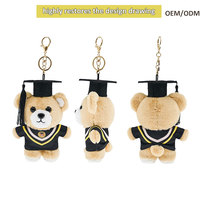 Porte-clés en peluche personnalisé, ours en peluche de graduation, mini jouet en peluche doux, breloque de sac, porte-clés, fabrication OEM, pour cadeaux de classe, vente en gros