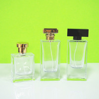 Flacon vaporisateur carré en verre vide pour cosmétiques, toner ou parfum, 50 ml et 100 ml