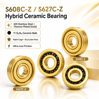 Roulement à billes hybride en céramique S608C S627C 8x22x7mm 7x22x7mm en acier inoxydable 420 avec billes en Si3N4 revêtues de titane doré