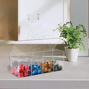 Rõ ràng <span class=keywords><strong>Acrylic</strong></span> cà phê thanh phụ kiện chia hộp hình chữ nhật <span class=keywords><strong>Acrylic</strong></span> 4 ngăn hiển thị trường hợp với nắp - Product Image 6