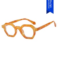Lunettes de soleil vintage polygonales hexagonales à monture intégrale anti-lumière bleue pour femmes