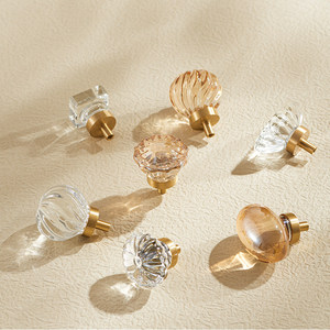 Poignées de tiroir en forme de citrouille transparente couleur champagne pour armoire, commode, table de chevet, <span class=keywords><strong>quincaillerie</strong></span> de <span class=keywords><strong>cuisine</strong></span> moderne minimaliste - Product Image 6