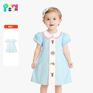 ชุดรอมเปอร์มีฟองแต่งจีบแขนสั้นน่ารักสำหรับเด็กผู้หญิงเสื้อผ้าคอตตอนสำหรับทารกแรกเกิดลายสวนสัตว์ฤดูใบไม้ผลิ - Product Image 2