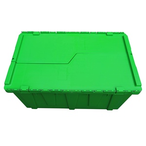 QS 680*430*320mm <strong>Small</strong> Clear Nest Plastic Logistic Storage Box Organizer Container <strong>Bins</strong> Tote with Lid Heavy Duty Industrial - Product Image 3
