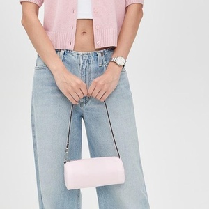 Bolso cilíndrico rosa con cremallera para mujer, bolsos de hombro individuales, bolsos con correa para el hombro, logotipo personalizado DIY, impermeable, elegante bolso de nailon para axilas - Product Image 2