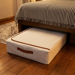 Caja de Almacenamiento Debajo de la Cama, de Tela de Algodón y Lino, Organizador de Ropa y Edredones con Ruedas - Product Image 2