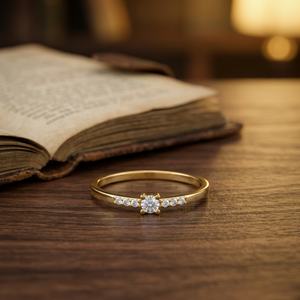 Bague de fiançailles classique minimaliste en or massif 10 carats, design personnalisé fait main, diamant VVS1 cultivé en laboratoire, bague de promesse empilable, mariage - Product Image 1