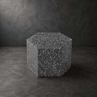 Table basse hexagonale moderne en terrazzo noir et blanc pour salon, hôtel, bureau, appartement, personnalisable