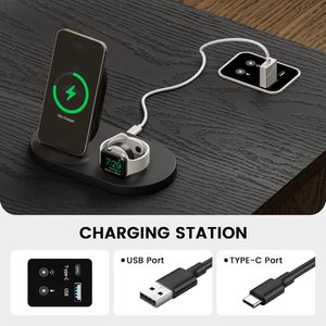 Table <span class=keywords><strong>de</strong></span> chevet avec 2 tiroirs et éclairage LED, armoire <span class=keywords><strong>de</strong></span> chevet moderne avec station <span class=keywords><strong>de</strong></span> charge, armoire <span class=keywords><strong>de</strong></span> chevet aux <span class=keywords><strong>coins</strong></span> arrondis - Product Image 3