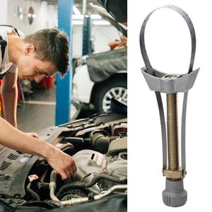 Outil de démontage de filtre à huile de voiture Sliver, clé à sangle en acier à diamètre réglable, outil manuel pour le retrait de bouchons - Product Image 1