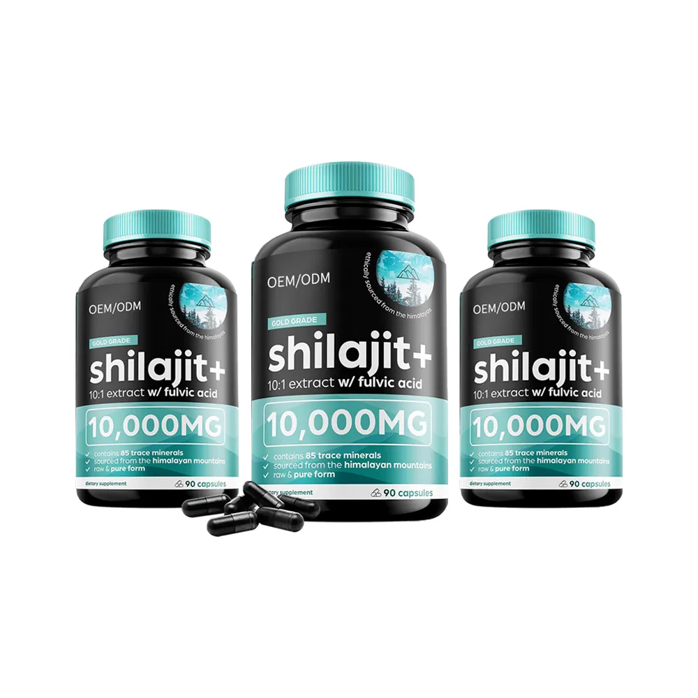 Cápsula Shilajit do Himalaia rica em ácido húmico e 85 minerais aumenta a força masculina