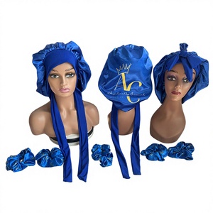 MUYANG Wholesale Designed Satin Braid Long <b>Bonnet</b> Night Cap Elastic Long Head Tie Hair Sleeping <b>Bonnets</b> Custom Logo for Sale - Product Image 1