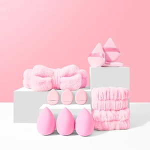 Juego de 12 diademas de franela con esponja de maquillaje sin látex y borla triangular para polvos - Product Image 4