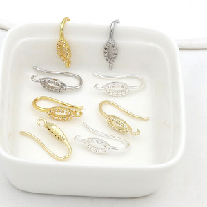 Ganchos para Pendientes de Circonita Cúbica Ovalada, Oro 18k y Plata, Componentes para Joyería DIY, Estilo 10, Piezas para Pendientes con Incrustaciones de Diamantes - Product Image 2