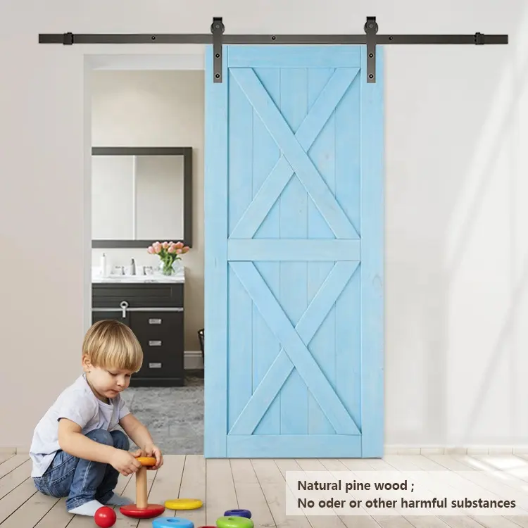 Pintu gudang kayu desain Modern baru pintu gudang geser kayu Solid pintu gudang pedesaan