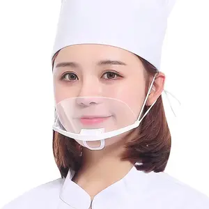 หน้ากากเชฟแบบใสสำหรับใช้ในห้องครัวร้านอาหารร้านอาหารหน้ากากป้องกันน้ำลายกันฝุ่นและกันหมอก