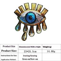 Personnalisation de patchs en polyester avec broderie de paillettes 3D amusantes à grands yeux, adhésifs thermofusibles, couleur personnalisée pour vêtements, chapeaux, tissus