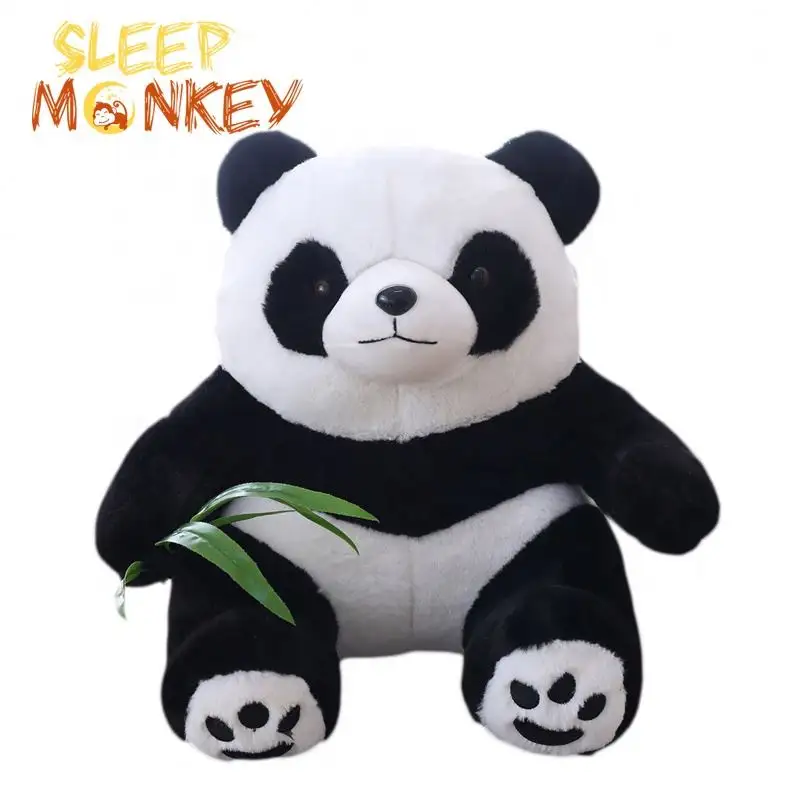 Offre Spéciale Peluche de panda de bébé gros de haute qualité personnalisée en usine à vendre, panda mignon avec du bambou