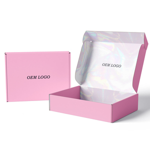 Custom Pink <strong>Cosmetic</strong> <strong>Subscription</strong> Mailer Shipping Packaging Reflective Holographic <strong>Box</strong> with Logo Embossed Folding Folder - Product Image 1