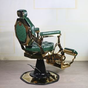 Silla de Barbería de Alta Calidad, Estilo Antiguo Negro y Dorado, Ajustable y Reclinable, Personalizable - Product Image 5