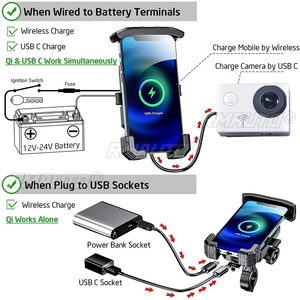 Soporte multifuncional para teléfono con cargador inalámbrico para manillar de motocicleta, 12V, para teléfono móvil de 4,0-7,0 pulgadas - Product Image 4