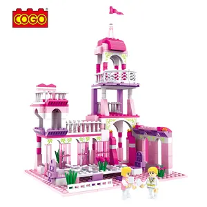 Cogo 3d construção de plástico, princesa e príncipe, castelo, bloco de construção, tijolos educativos, brinquedos para crianças