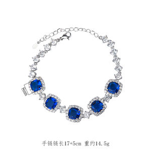 EYIKA bracciale da Tennis in pietra blu con zirconi cubici da donna bracciale da sposa quadrato con cornice blu zaffiro CZ - Product Image 2
