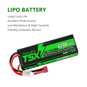 TSX Power 2S 7.4V 锂聚合物电池硬壳 6200mAh 60C Deans T 连接器 CE 认证 1 年保修 500 次循环 RC - Product Image 4