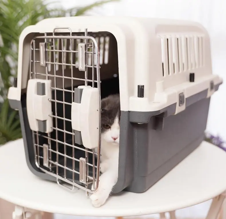 IATA Airline Kennels Luxury Large Kennel on Wheel Dog Cat Crate Carrier Approved Plastic Pet Travel Solid Grey   White 7-15 Days