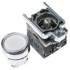 XB4BW31M5 22mm 1NO White Spring Return <b>Momentary</b> <b>Push</b> <b>Button</b> <b>Switch</b> 10A IP66 LED Silver Contacts - Product Image 3