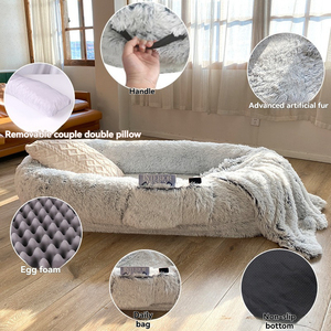 Luxuriöses modernes rundes Plüsch-Haustier bett mit winter warmer Schwamm matratze und stilvollem Cartoon-Druck für Hunde - Product Image 5