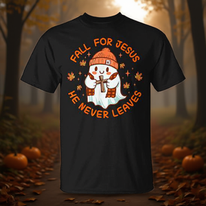 T-shirt rétro d'Halloween avec motif fantôme mignon, « Souriez à Jésus, Il ne vous quitte jamais » - Product Image 3