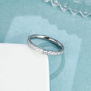 Wholesale Minimalist Jewelry <b>Crystal</b> <b>Ring</b> Women Anniversary Gift Gold Plated Stainless Steel Zircon <b>Ring</b> - Product Image 3