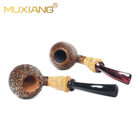 MUXIANG Pipe à tabac vintage en bois de bruyère laqué, forme œuf, style italien, avec tige en bois d'olivier et embout buccal en ébonite