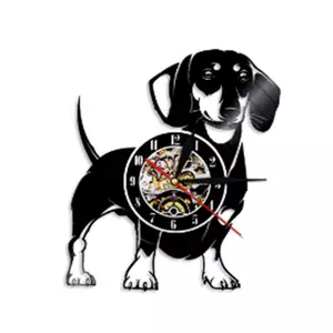 Reloj de vinilo de 30CM para decoración del hogar, reloj de vinilo para pared con diseño de perros y gatos