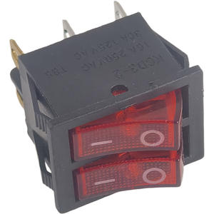 Interruptor de Palanca Doble KCD3-2 16A 250V AC para Montaje en Panel, Doble Circuito, Terminal de Tornillo, Luz Indicadora Roja - Product Image 1