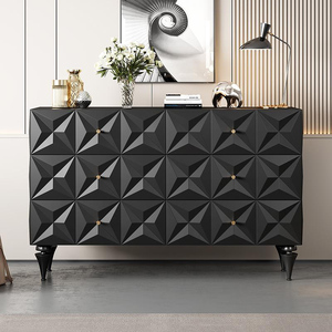 Màu đen có độ bóng cao sơn lưu trữ lớn ngăn kéo phong cách Pháp giọng ngực với ngăn kéo - Product Image 2