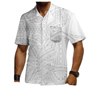 Chemise décontractée extensible anti-plis à imprimé tribal polynésien pour hommes grandes tailles, sur mesure, fabricant de vêtements, commande en gros - Product Image 2