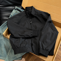 Blouson Bomber Unisexe Coupe-Vent Multi-Poches Col Montant Ample Grande Taille Style Vêtement de Travail 100% Polyester Uni