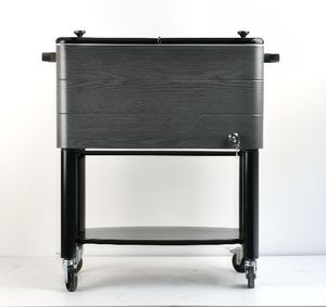 80qt Patio Houtnerf Koeler Kar Met Wielen En Plank Rollende Koeler Drankkar Ijs Bier Koeler Fabricage - Product Image 6