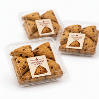 Étiquettes de boulangerie pour scones aux canneberges - Rouleaux d'autocollants en vinyle carrés personnalisés, résistants à l'huile et imperméables pour l'emballage de pâtisseries