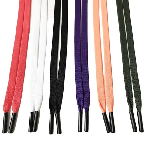 Sofine Factory Custom Different Width Polyester Shoelaces Hollow Flat Rope for Hoodie Drawstring Cord